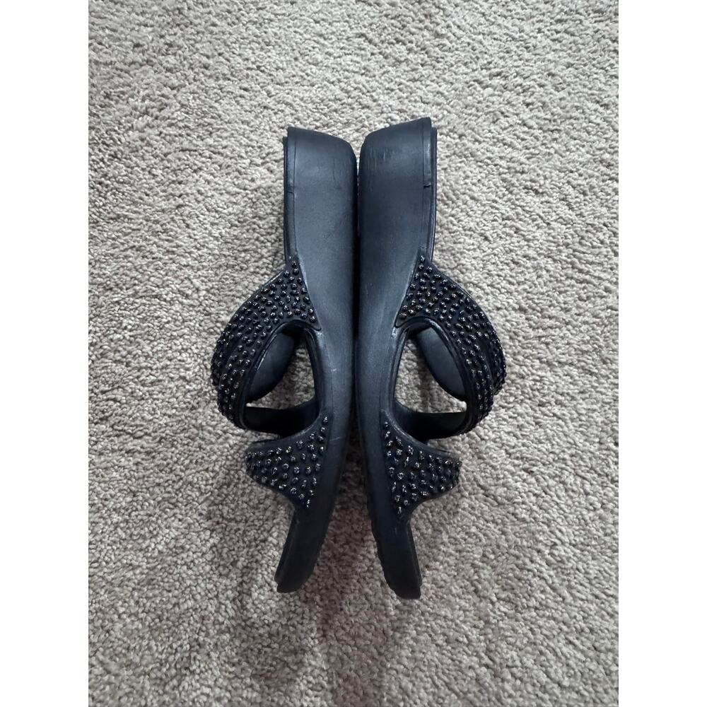 Crocs Patricia Diamante Black Studded Slip On Sandals Womens Size 8 Triple Strap - Picture 4 of 12